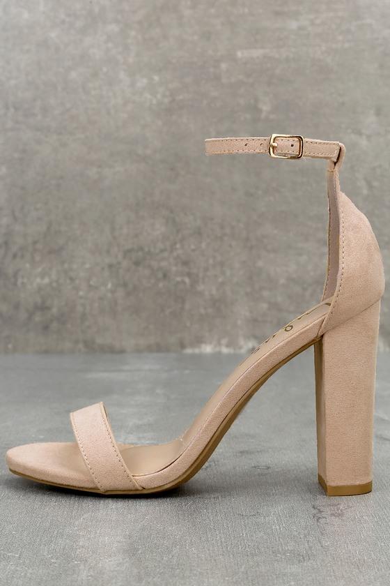 Lulus | Taylor Nude Suede Ankle Strap Heels