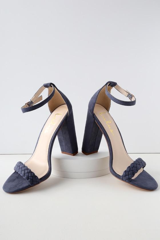 Taylor Braided Denim Blue Suede Ankle Strap Heels | Lulus