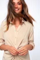 Elmwood Beige Button-up High-low Tunic Top | Lulus
