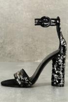 Kendall + Kylie | Giselle Black Sequin Ankle Strap Heels | Size 5.5 | Lulus