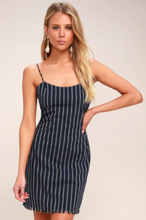 Rising Tide Navy Blue Striped Mini Dress | Lulus
