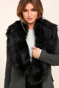 Lulus Faux-ever Black Faux Fur Stole