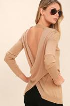 Lunik Reign Over Light Brown Backless Sweater Top
