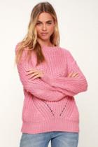 Lush Corrina Pink Oversized Knit Sweater | Lulus