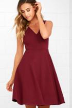 Lulus | Hello World Wine Red Midi Dress | Size X-small | 100% Polyester