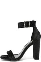 Wild Diva Lounge Akila Black Velvet Ankle Strap Heels