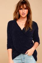 Rd Style Macalister Navy Blue Chenille Wrap Sweater | Lulus