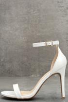 Wild Diva Betti White Patent Ankle Strap Heels