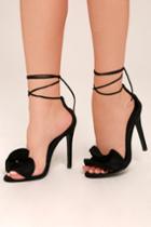 Machi | Tessa Black Suede Ruffle Lace-up Heels | Size 10 | Vegan Friendly | Lulus