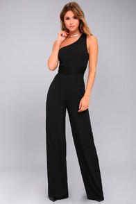 Lulus Best In The Business Black One-shoulder Jumpsuit