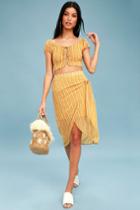 This Is Me Mustard Yellow Striped Wrap Midi Skirt | Lulus