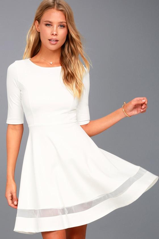 Sheer Factor White Mesh Skater Dress | Lulus