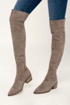 Report Zaria Taupe Suede Over The Knee High Heel Boots | Lulus