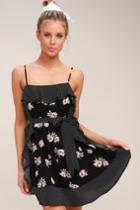 Ruffle Around The Edges Black Floral Print Mini Dress | Lulus