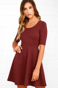 Black Swan Braelynn Wine Red Skater Dress