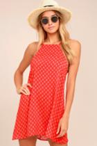Lulus | Abracadabra Red Print Shift Dress | Size Large | 100% Rayon