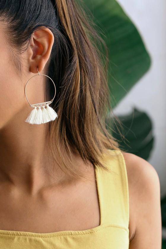 Favorite Charm Gold And White Tassel Earrings | Lulus