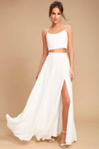 Lulus | Thoughts Of You White Two-piece Maxi Dress | Size X-large | 100% Polyester