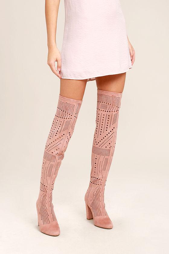 Steve Madden Eden Rose Suede Cutout Over The Knee High Heel Boots | Lulus