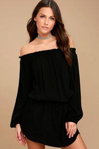 Lucy Love West Indies Black Off-the-shoulder Dress