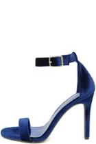 Breckelle's Daniella Blue Velvet Ankle Strap Heels