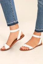 Breckelle's Tinsley White Ankle Strap Sandals