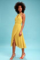 Keepsake Skylines Golden Yellow Pleated Midi Dress | Lulus