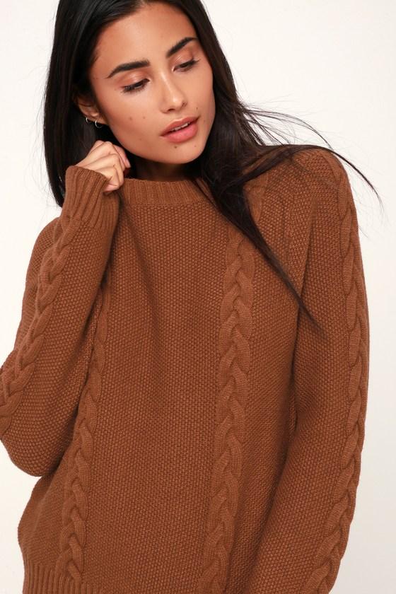 Keep It Toasty Brown Cable Knit Sweater | Lulus