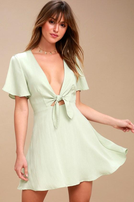 Sea Day Sage Green Skater Dress | Lulus