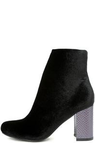 Shoe Republic La Mae Black Velvet Ankle Booties