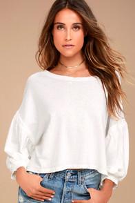 Free People Sugar Rush White Long Sleeve Top