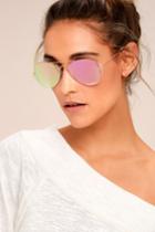 Lulus | Reflection Of Perfection Pink Mirrored Aviator Sunglasses