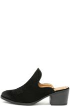 Qupid Across The Canyon Black Suede Mules