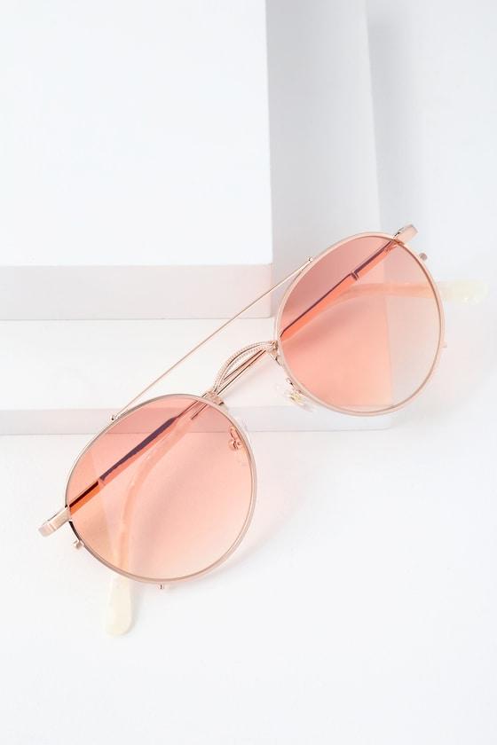 Crap Eyewear The Tuff Safari Peach And Rose Gold Sunglasses | Lulus