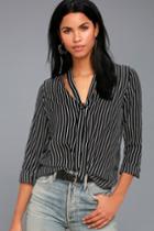 Jamison Black And White Striped Long Sleeve Top | Lulus