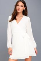Lulus | Told You So White Long Sleeve Wrap Dress