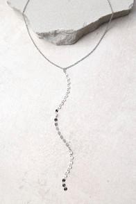 Lulus Dot, Dot, Drop Silver Drop Necklace