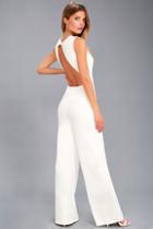 Lulus Refine And Poise White Backless Wide-leg Jumpsuit