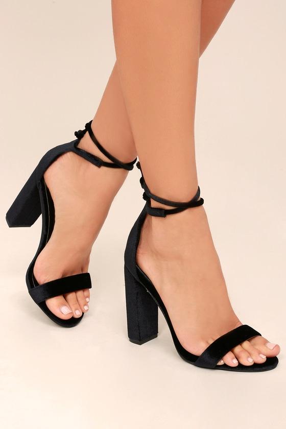 So Me Gracie Black Velvet Lace-up Heels | Lulus