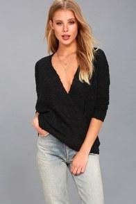 Rd Style Cozy Dreams Black Wrap Sweater