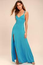 Lulus Bridgetown Beauty Turquoise Maxi Dress