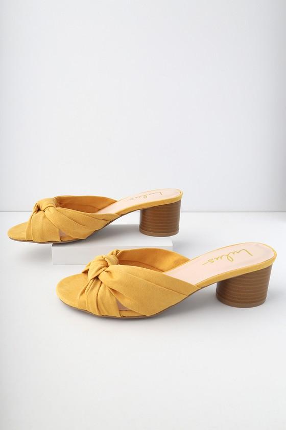 Luca Mustard Yellow Suede Mules | Lulus