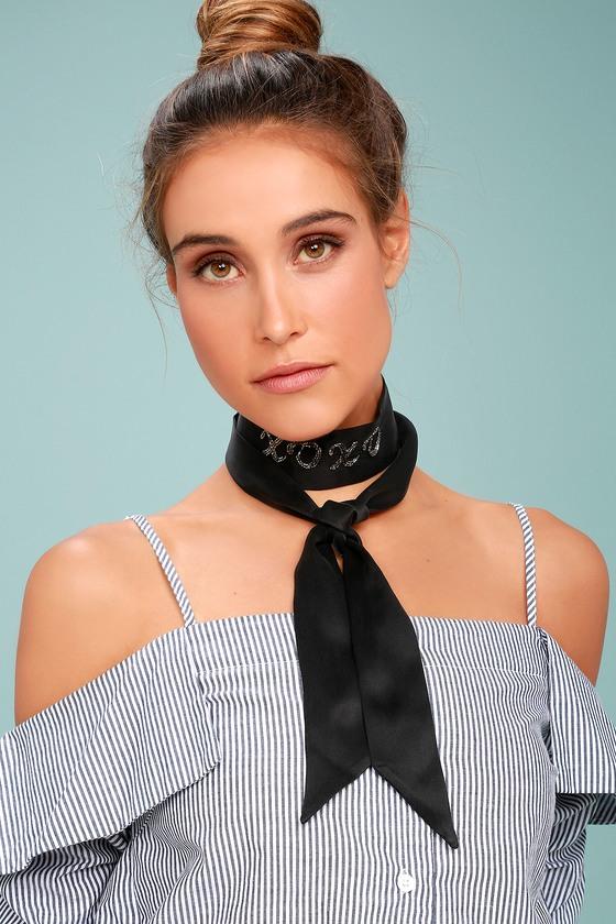 New Friends Colony | Xoxo Black Silk Choker Necklace | 100% Silk | Lulus