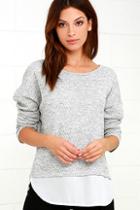 Lulus Keep Me Company Grey Sweater Top