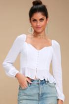 Emory Park Skiathos White Long Sleeve Button-up Top | Lulus