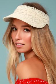 Lulus Honey Honey Beige Lace Visor