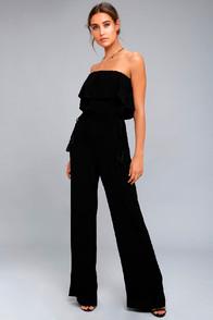 Astr The Label Paloma Black Strapless Jumpsuit