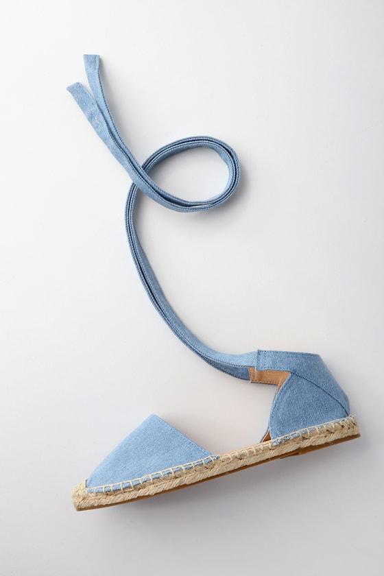 Soda Dashiell Light Blue Denim Lace-up Espadrille Flats | Lulus