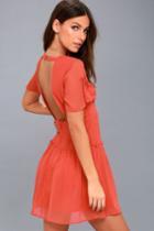 Amuse Society Midnight Love Coral Red Backless Dress | Lulus