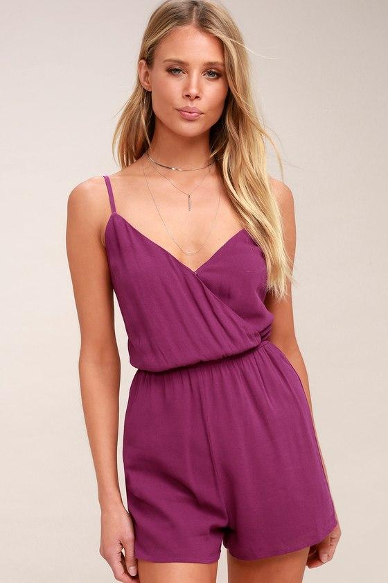 Indie Magenta Surplice Romper | Lulus